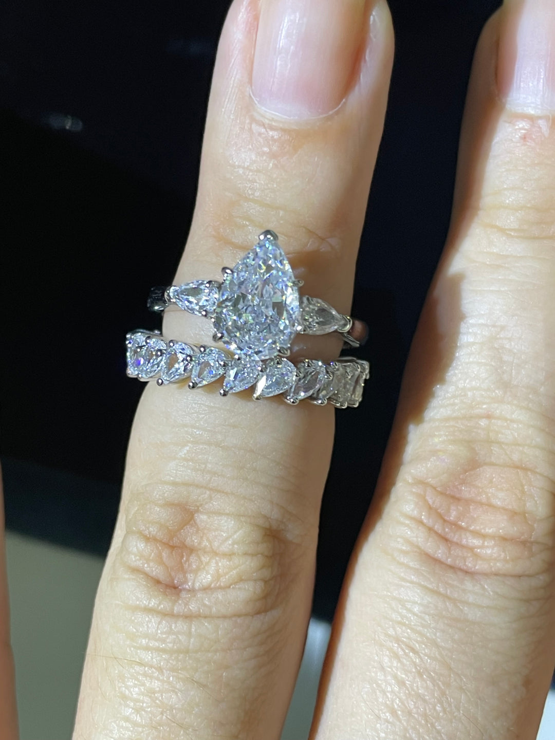 Pear cut eternity band خاتم دبلة دمعه - just like diamonds