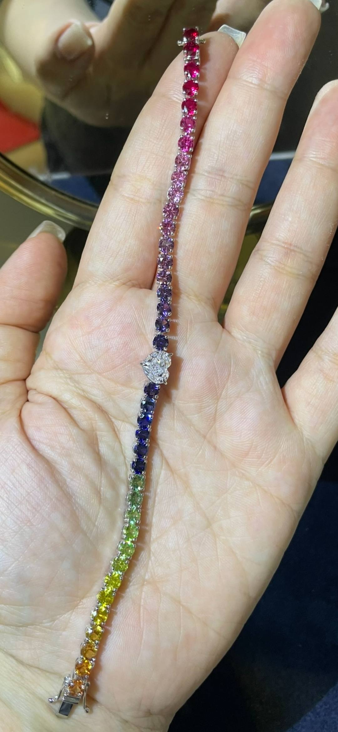 Rainbow Tennis Bracelet round cut سوار تينيس راوند قوس قزح - just like diamonds