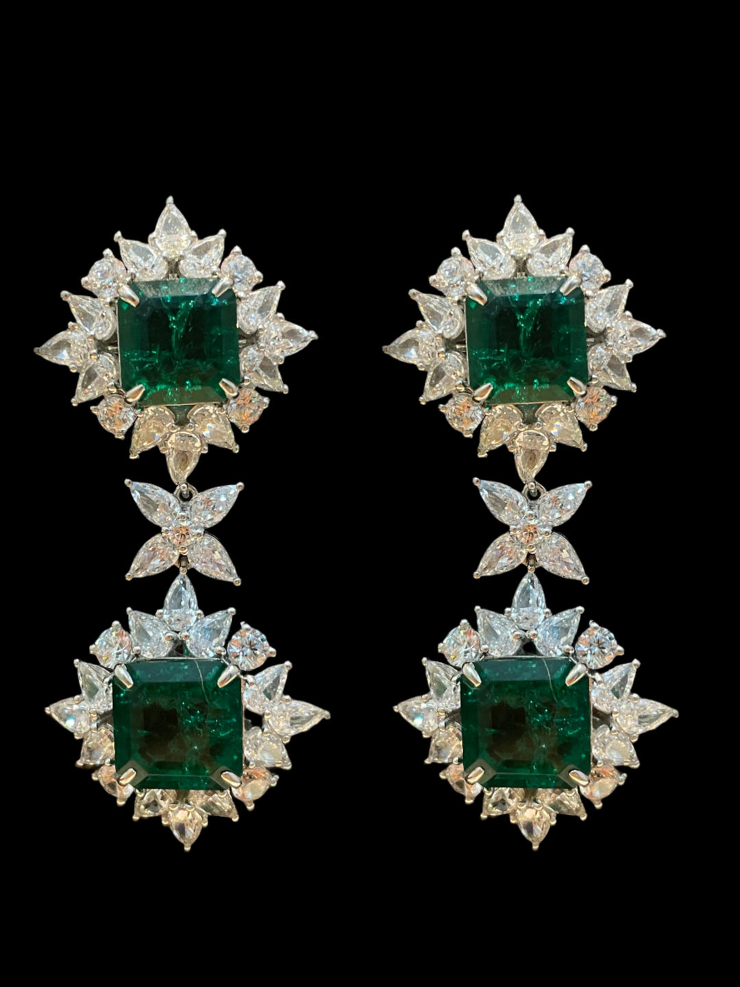 Two emerald stones earrings أقراط بحجرين زمرد - just like diamonds