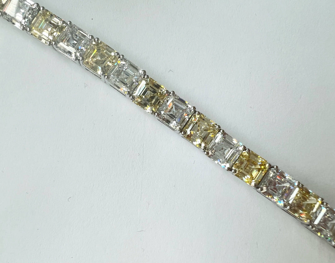 Asscher cut bracelet yellow white سوار الآشر