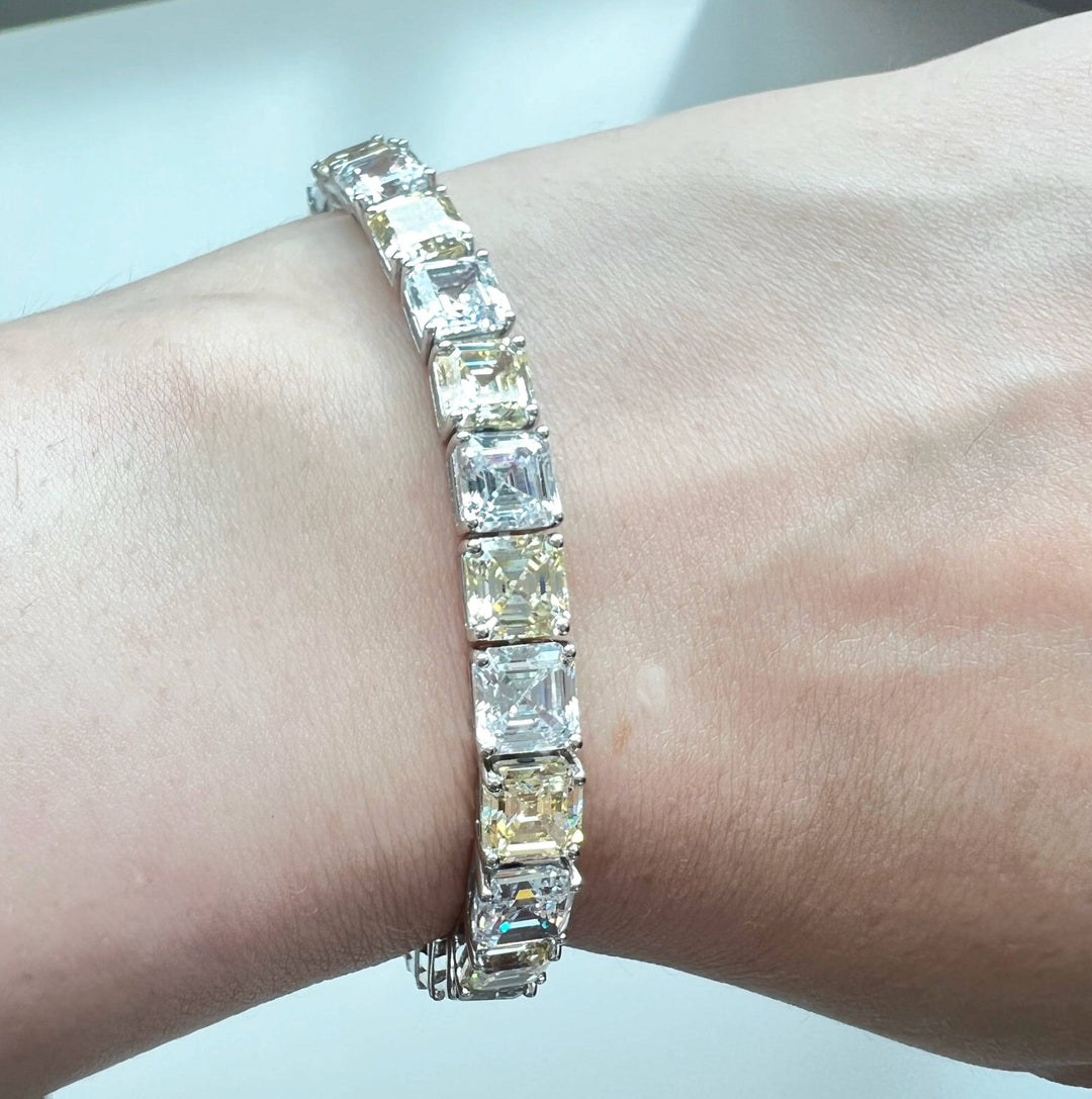 Asscher cut bracelet yellow white سوار الآشر
