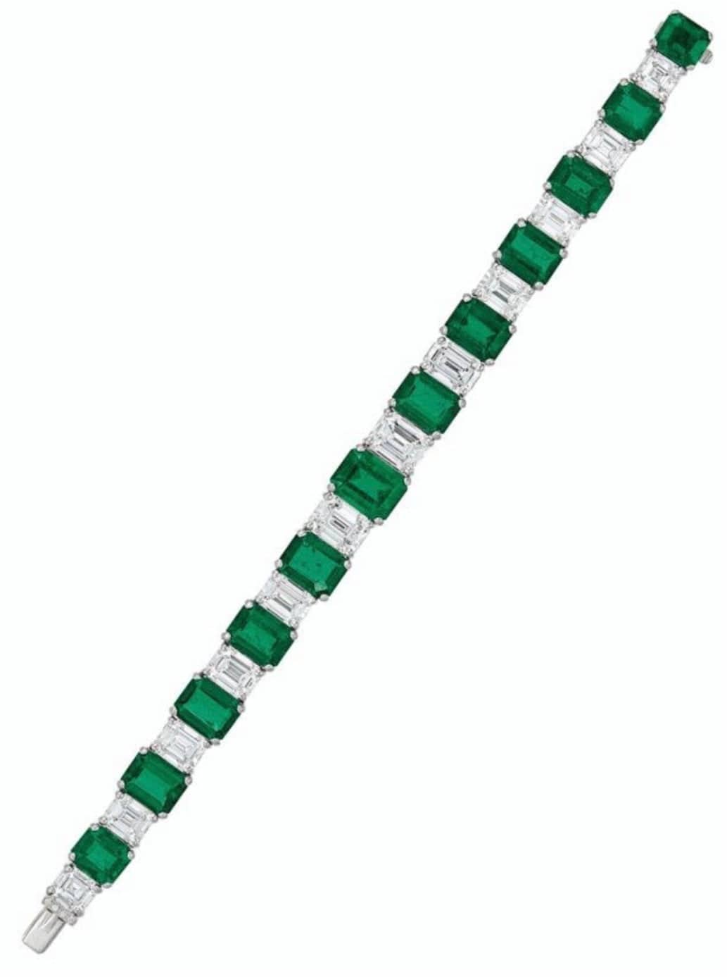 Emerald cut and emerald سوار الإيميرالد الأخضر