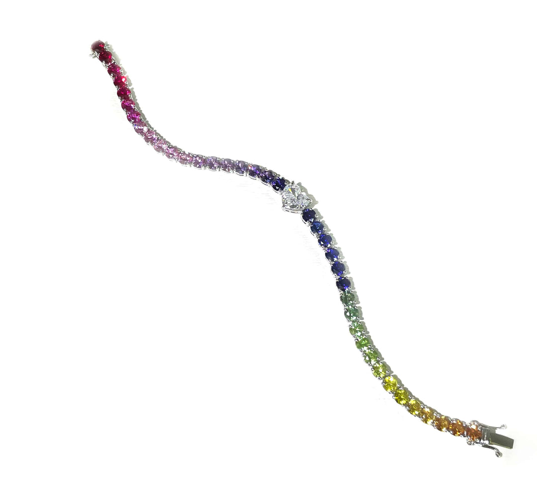 Rainbow Tennis Bracelet round cut سوار تينيس راوند قوس قزح