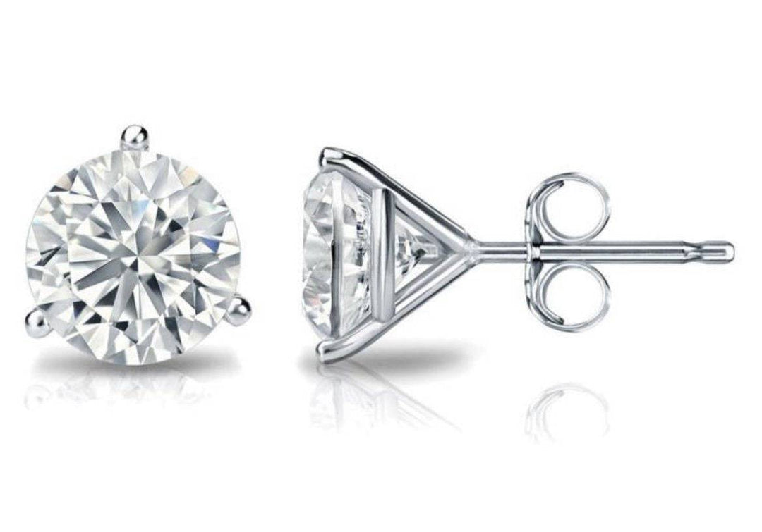 3 prongs round studs 6mm أقراط السوليتير الدائري - just like diamonds