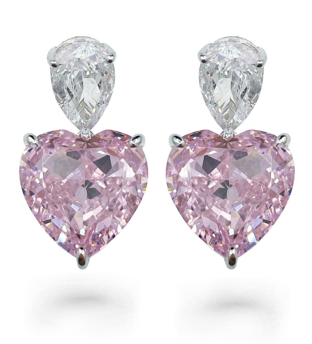 Pink Heart elegant earrings أقراط القلوب الاليجانت الزهرية - just like diamonds