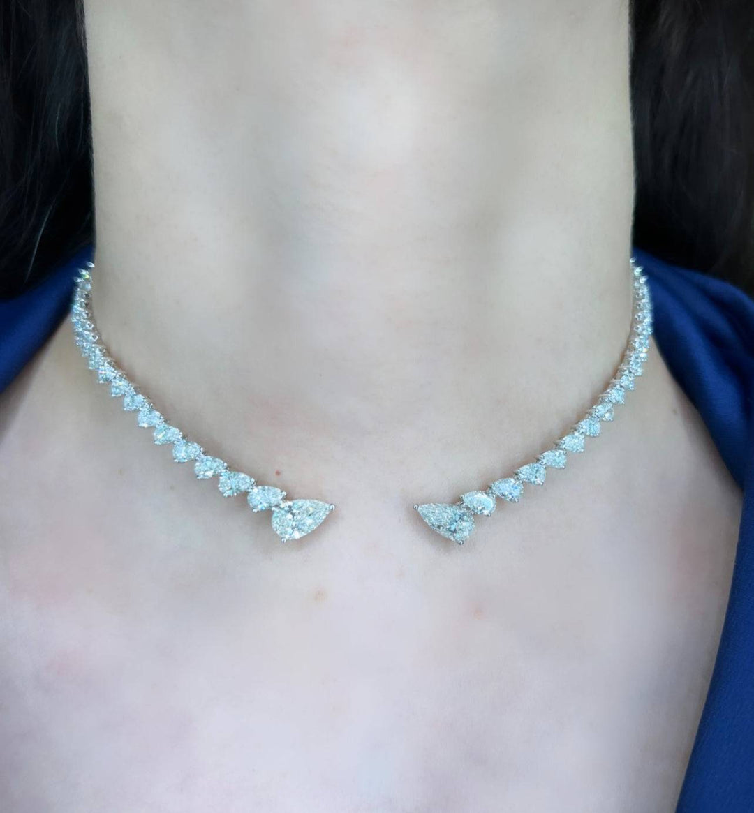Collar pear simple necklace عقد طوق الدمعات الناعم - just like diamonds