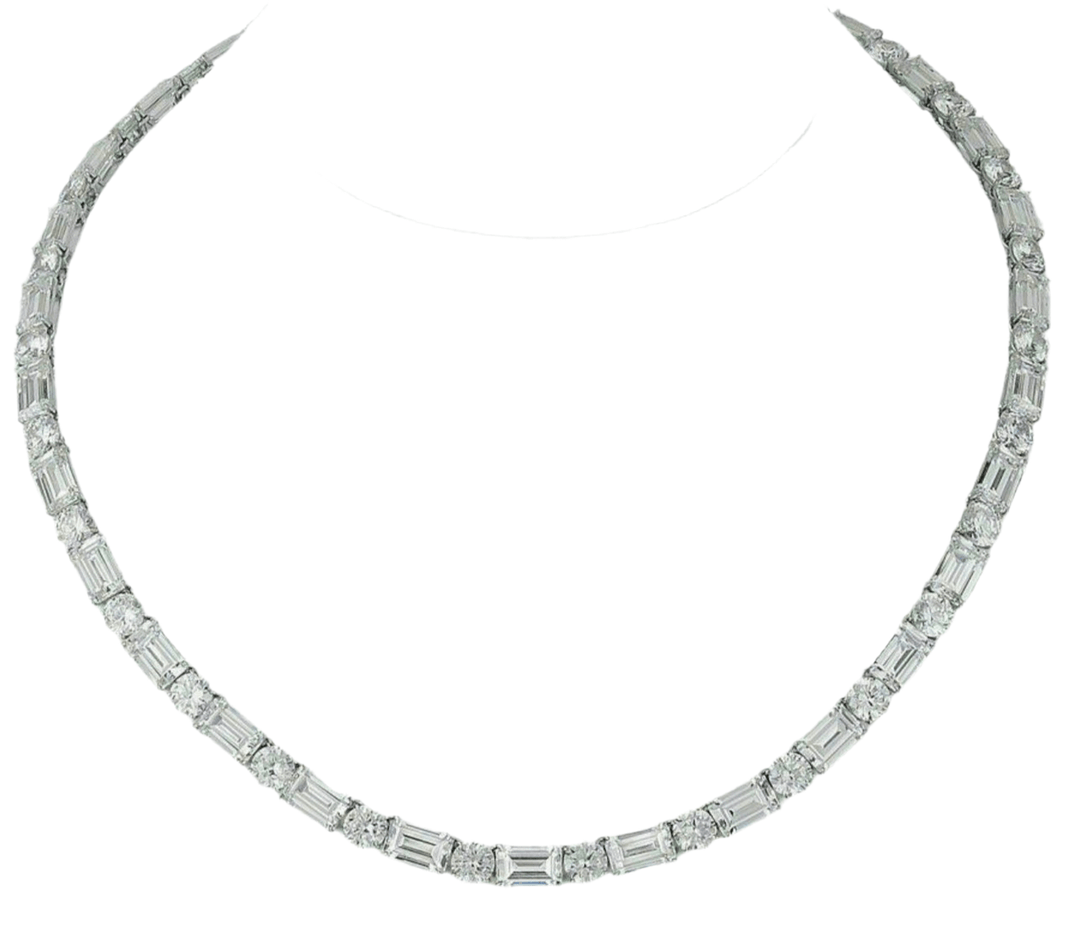 Emerald round cut tennis قلادة تينيس راوند ايميرالد - just like diamonds
