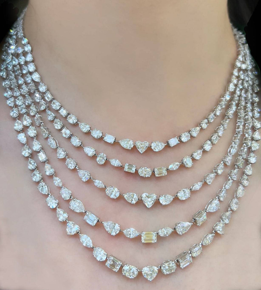 Five Mix layers necklace عقد خمس طبقات مشكلة - just like diamonds