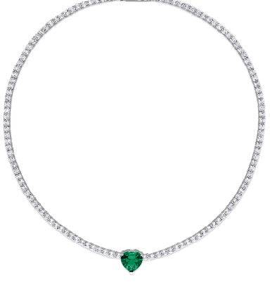 Simple tennis heart green necklace قلاده التينيس مع القلب الأخضر - just like diamonds