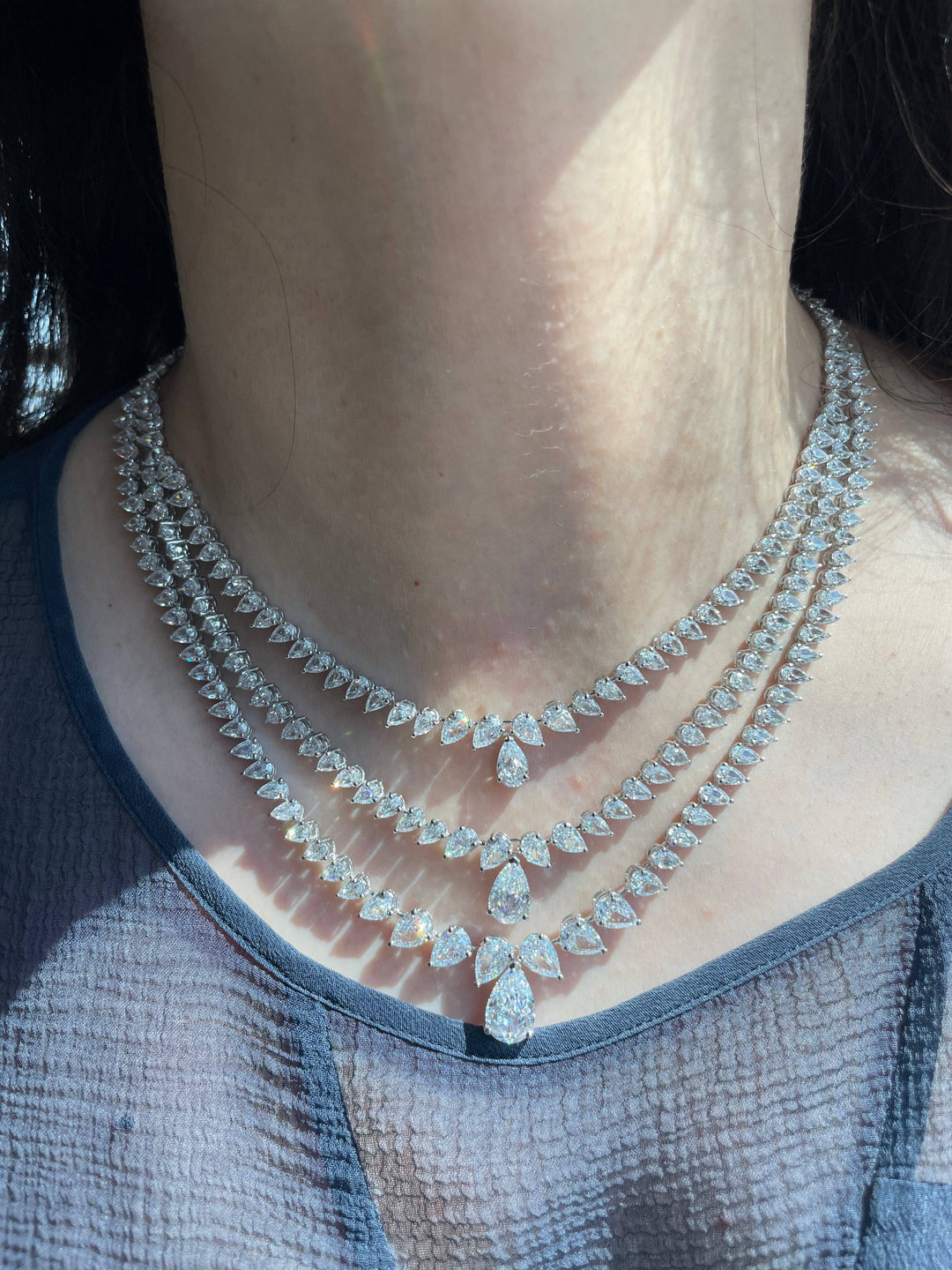 Three layers pear necklace عقد ثلاث طبقات من دمعات - just like diamonds