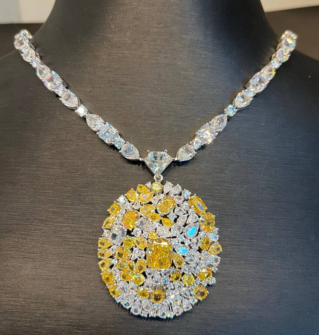 Medallion yellow Long necklace قلادة طويلة صفراء - just like diamonds