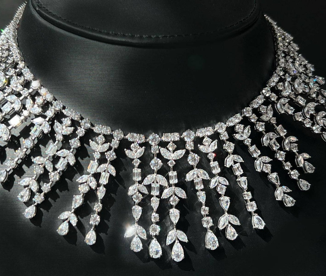 Royal white multi shaped stones عقد رويال كبير بأحجار مختلفه - just like diamonds