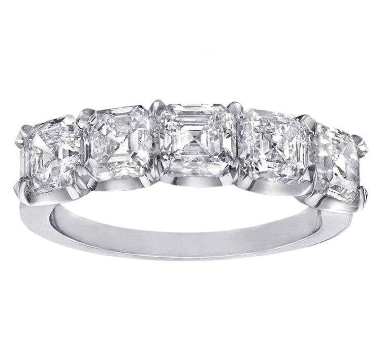 Eternity band front Ascher cut خاتم دبلة أشر أحجار أمامية - just like diamonds