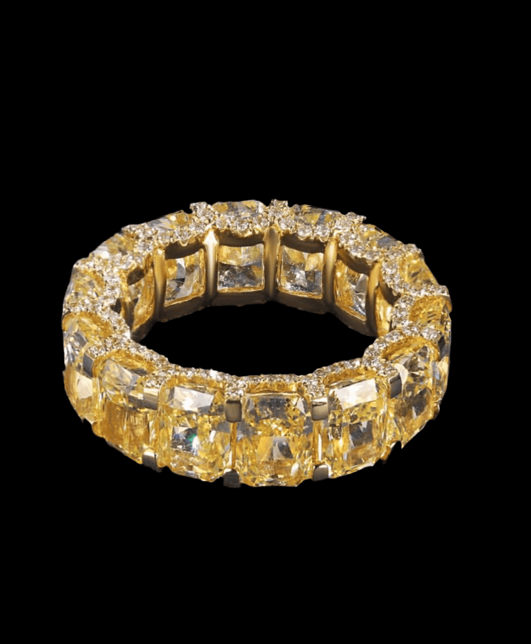 Eternity ring with small stones خاتم دبله أصفر مع أحجار - just like diamonds