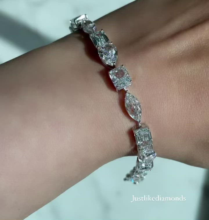 Bracelet with a variety of shapes سوار تينيس بأحجار وقصات مختلفة بالحجم الكبير