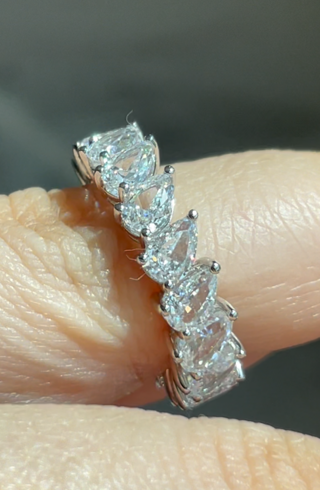 Pear cut eternity band خاتم دبلة دمعه - just like diamonds