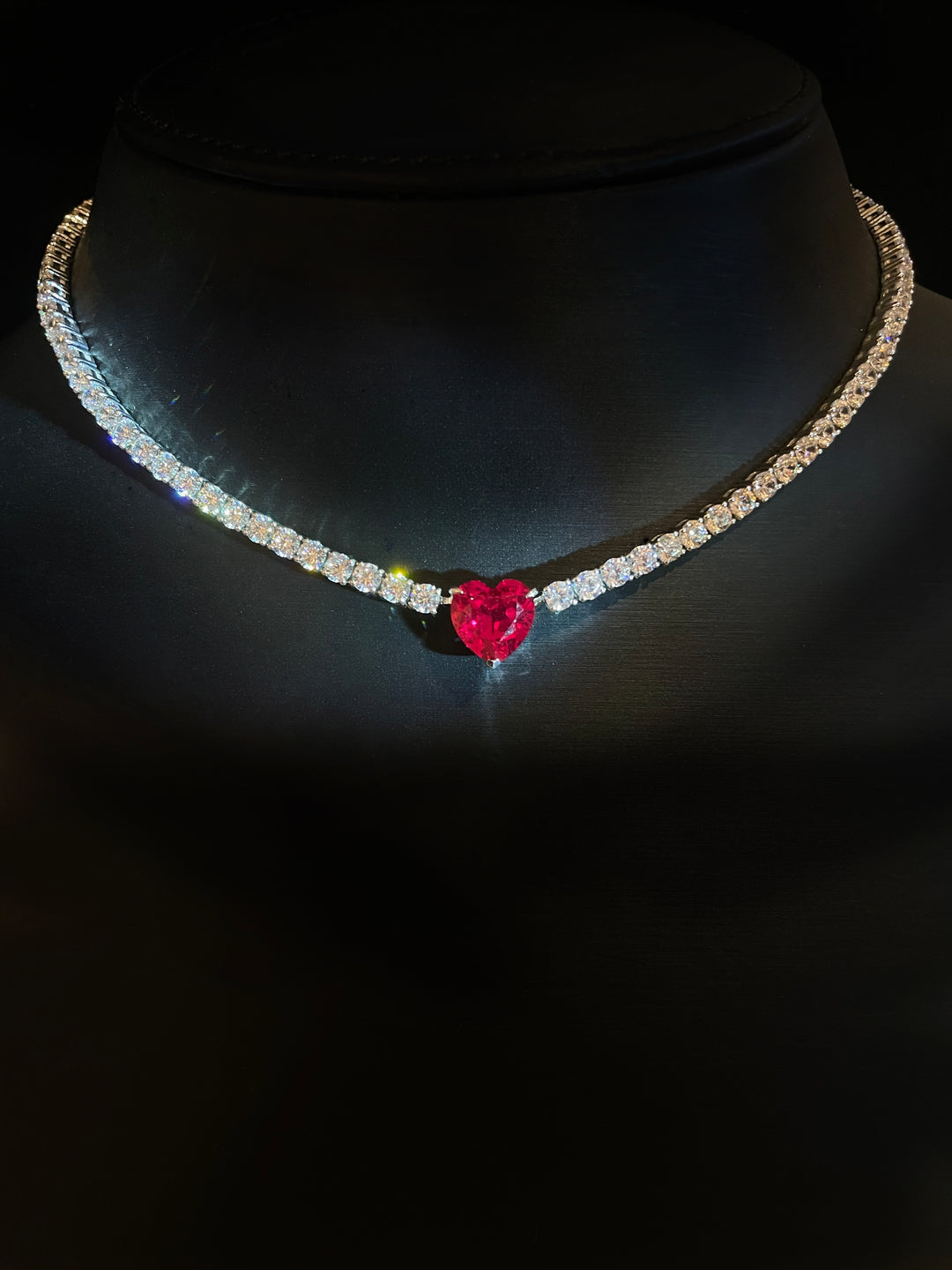 Tennis heart ruby necklace قلاده التينيس مع القلب الروبي - just like diamonds