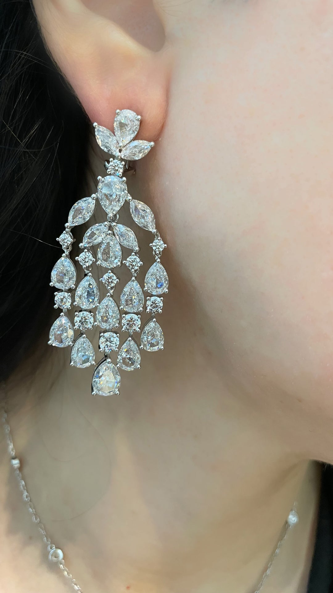 Big Chandelier earrings أقراط الشاندليير بالحجم الكبير - just like diamonds