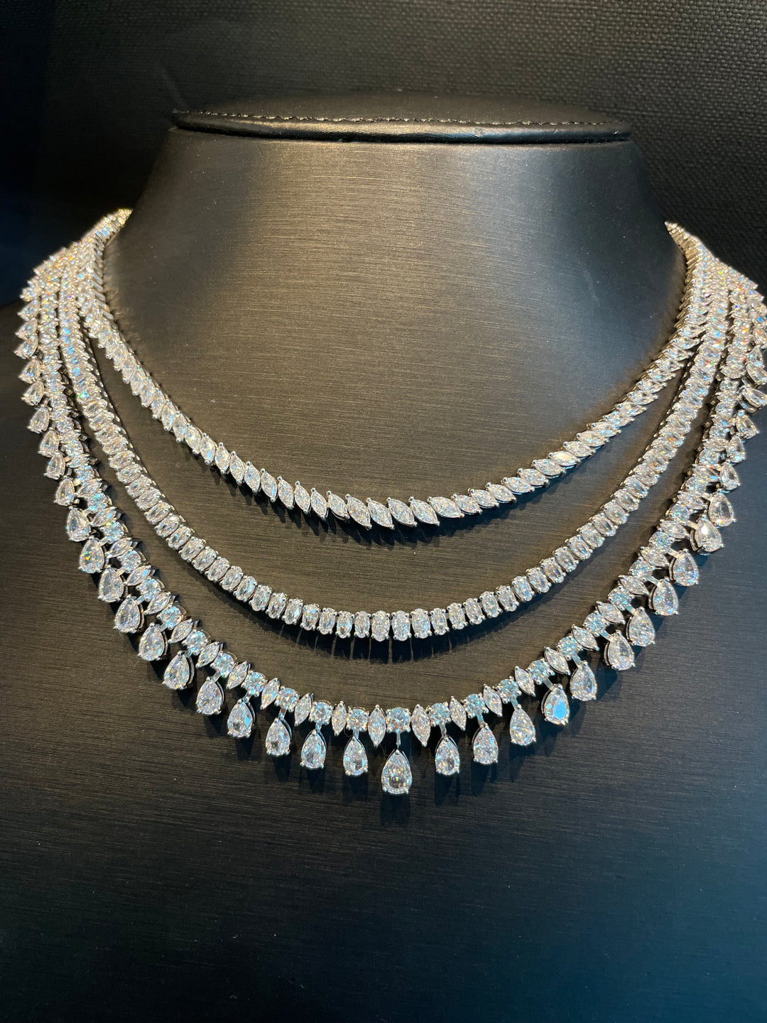 Three special layers necklace  عقد الثلاث طبقات المتميز - just like diamonds