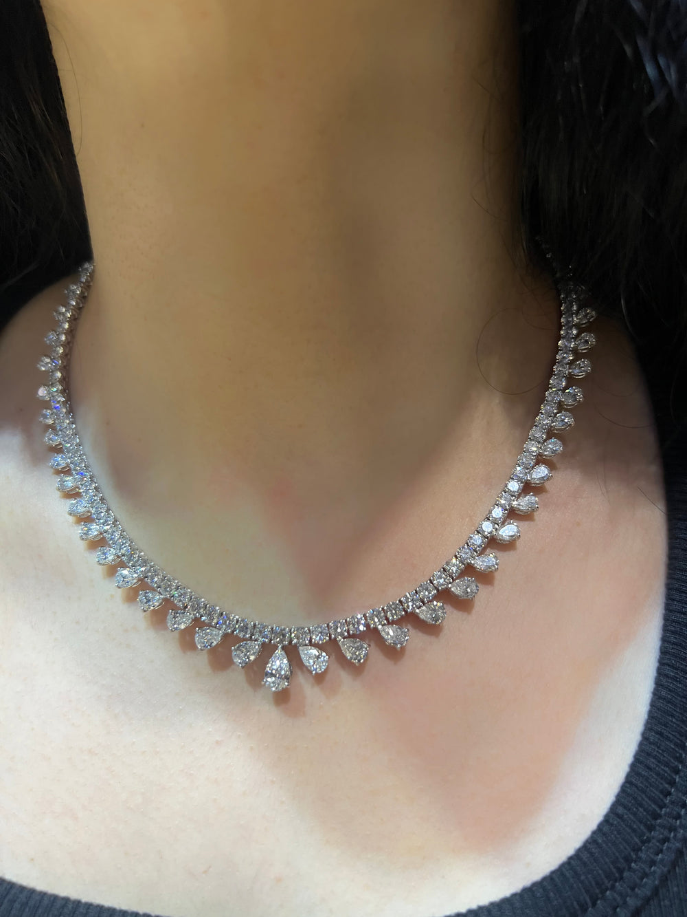 Simple Pears and round necklace قلاده  ناعمة دمعات و راوند - just like diamonds