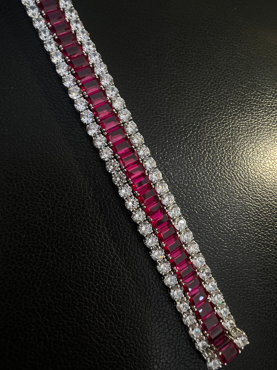 Ruby emerald and round cut bracelet  سوار روبي من ايميرالد وراوند