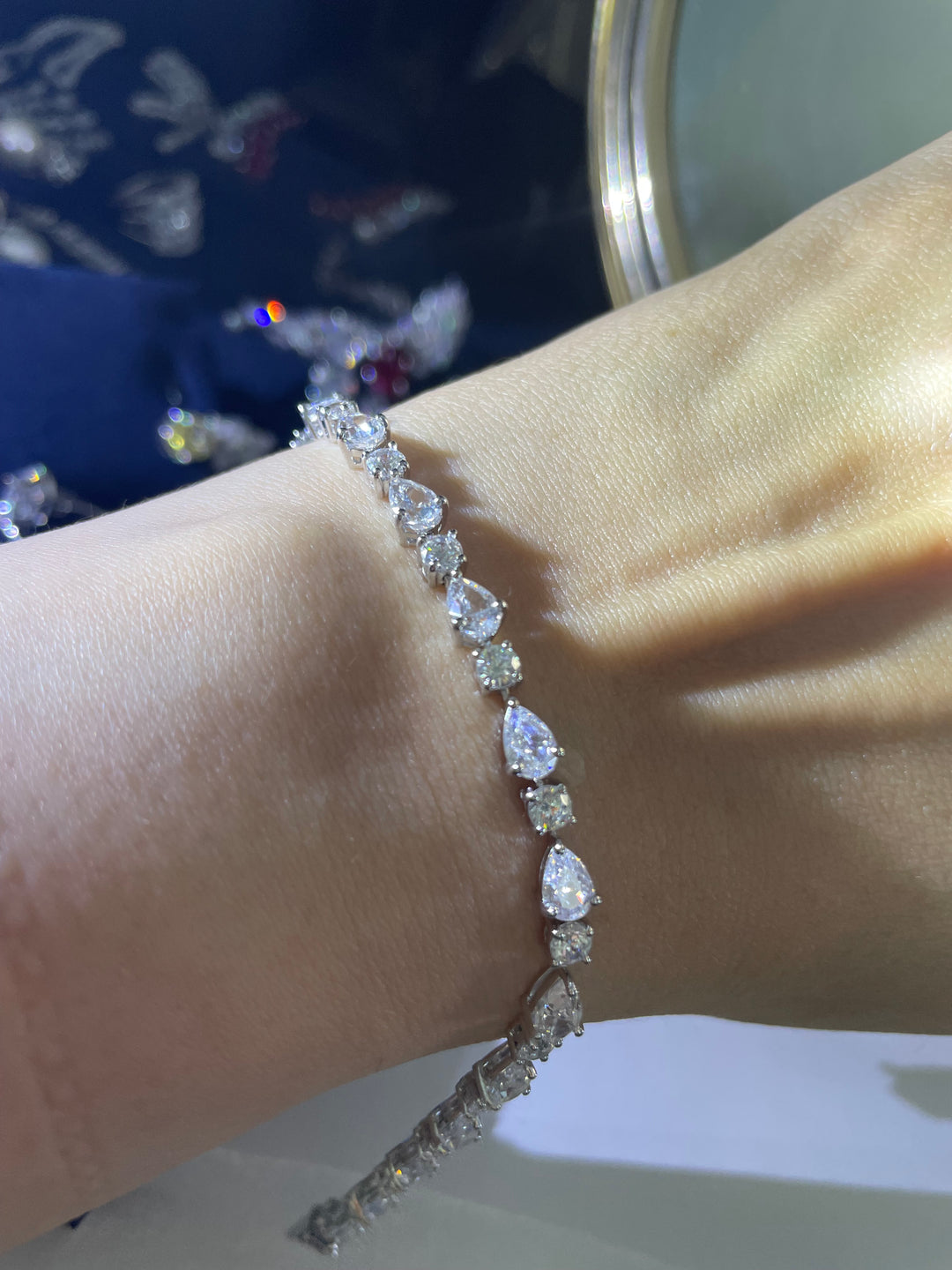 Pears and round tennis bracelet سوار راوند ودمعات