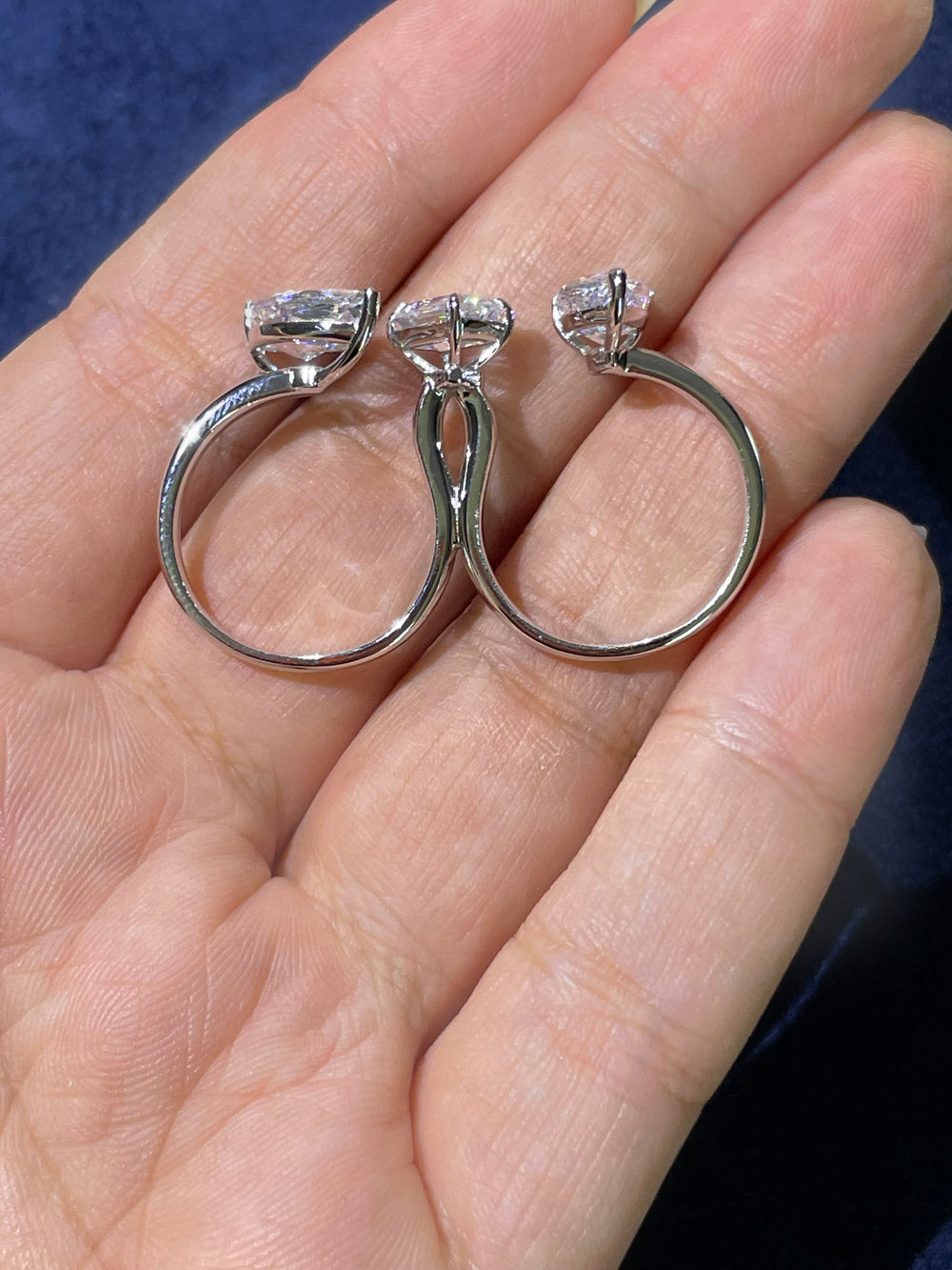Double ring خاتمين ترند - just like diamonds