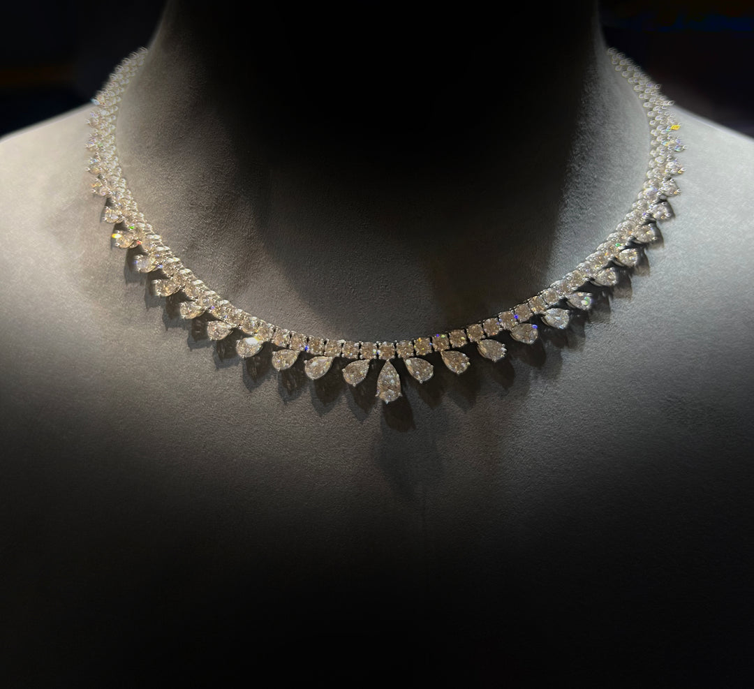 Simple Pears and round necklace قلاده  ناعمة دمعات و راوند - just like diamonds