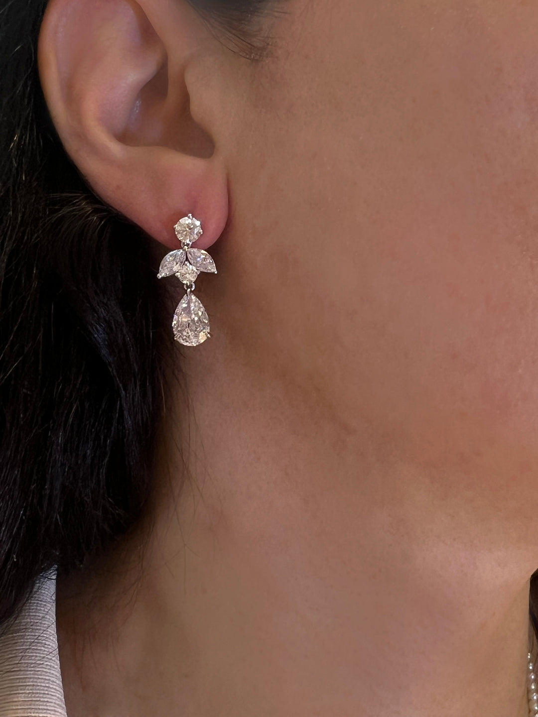 Pears and marquise cut earrings   أقراط دمعة مع ماركيز - just like diamonds