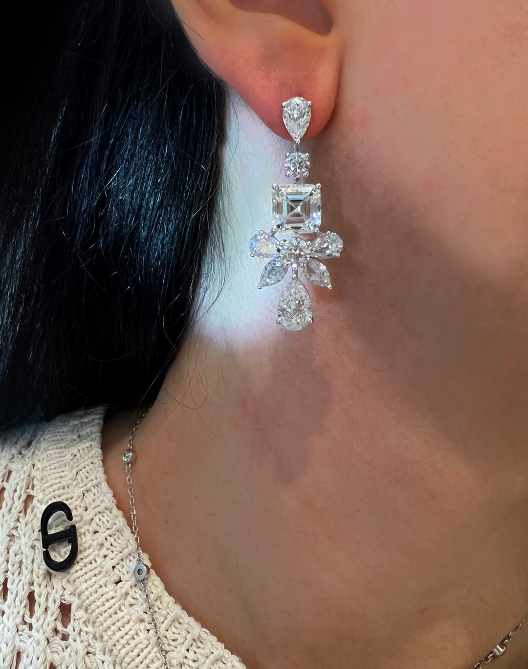 Asscher earrings أقراط الأشر - just like diamonds