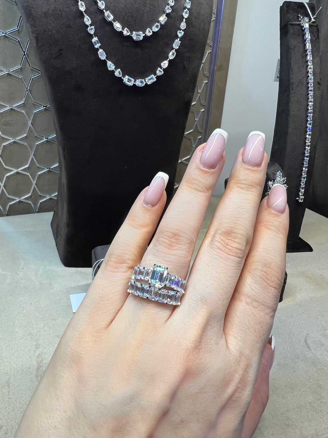 2 rings twins emerald cut خاتمين دبله توينز ايميرالد