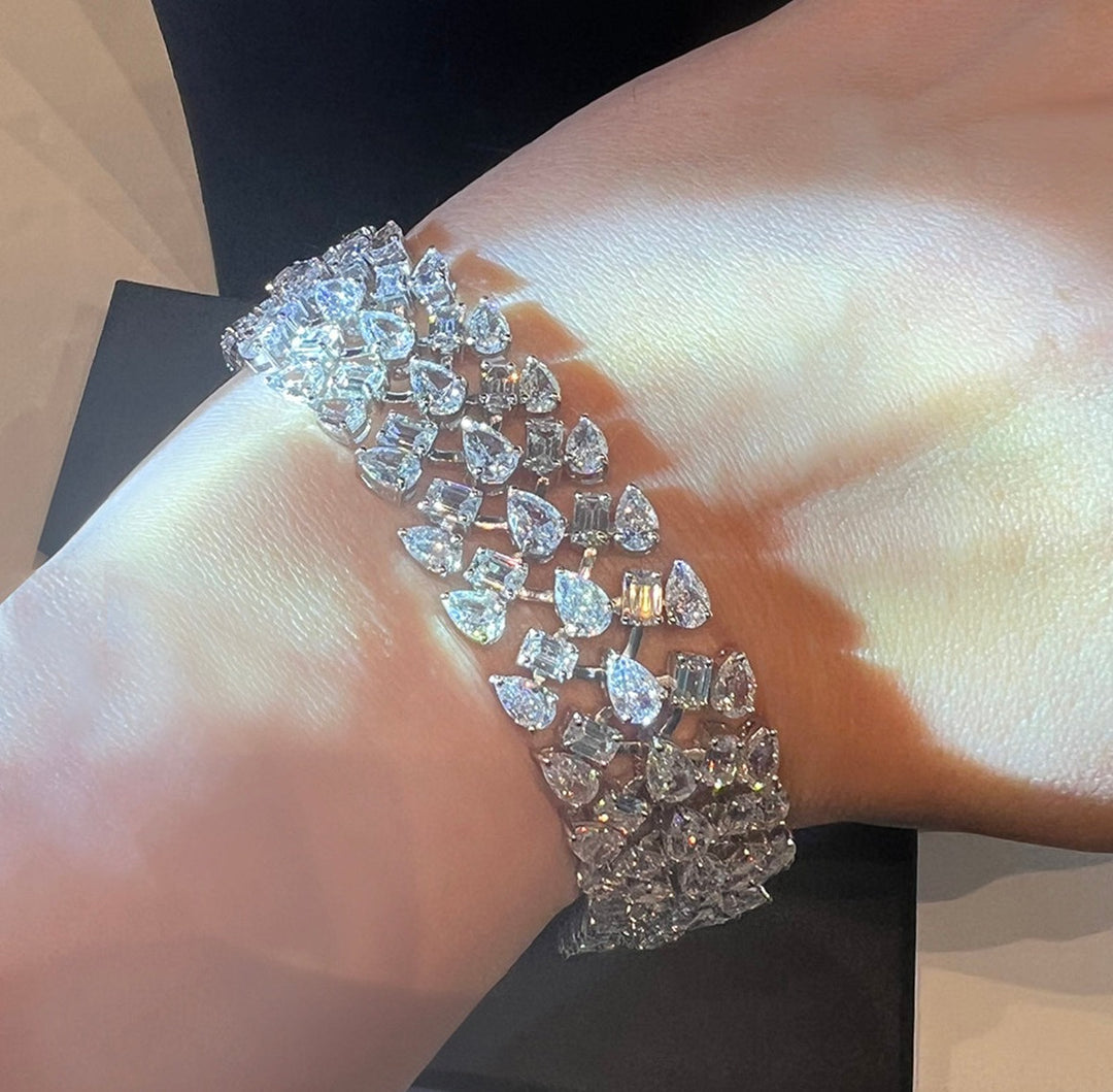 Big multi-shape cut bracelet سوار عريض من أحجار مختلفة