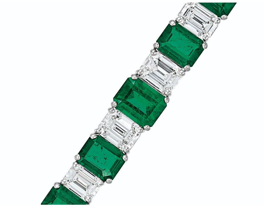 Emerald cut and emerald سوار الإيميرالد الأخضر