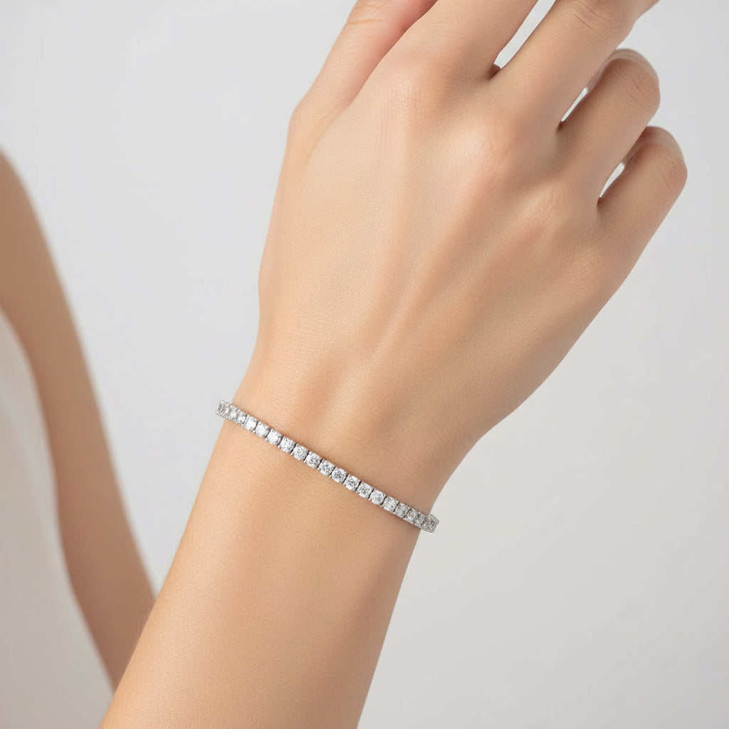 Tennis Bracelet  round cut 4 mm سوار تينيس راوند 4 ملم