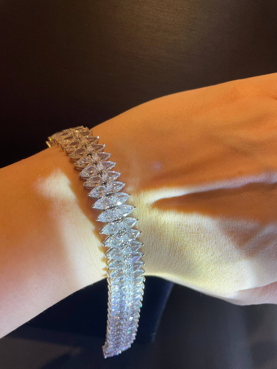 Two lines pears bracelet  سوار عريض من دمعات - just like diamonds