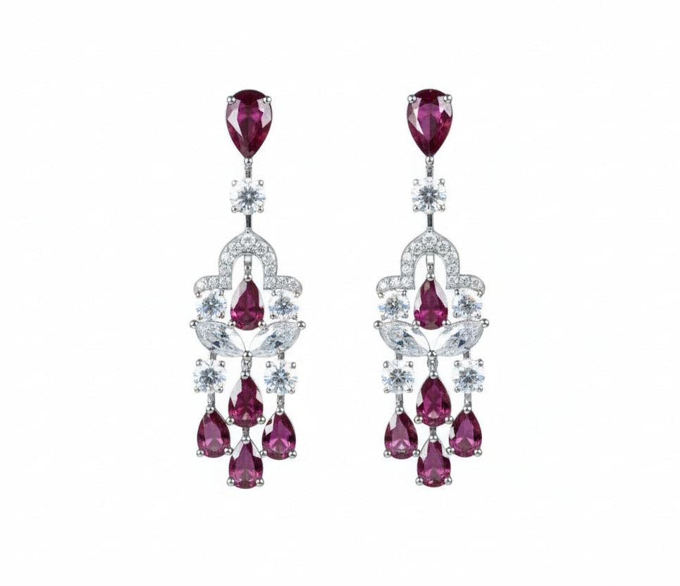 Drop ruby earrings أقراط الدمعات - just like diamonds