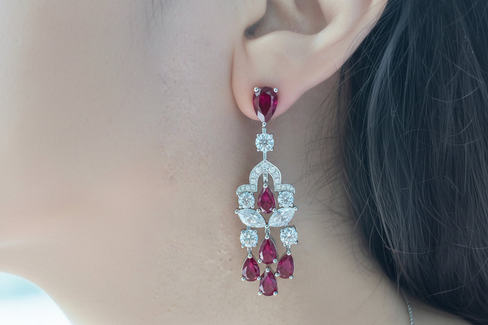 Drop ruby earrings أقراط الدمعات - just like diamonds