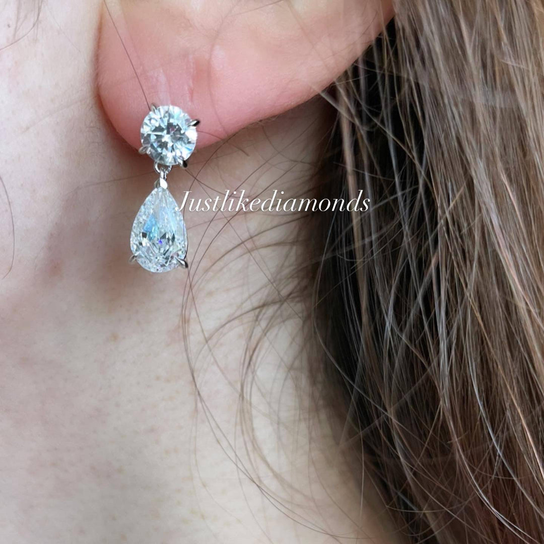 Earrings with pear drop  أقراط بدمعة متدلية - just like diamonds
