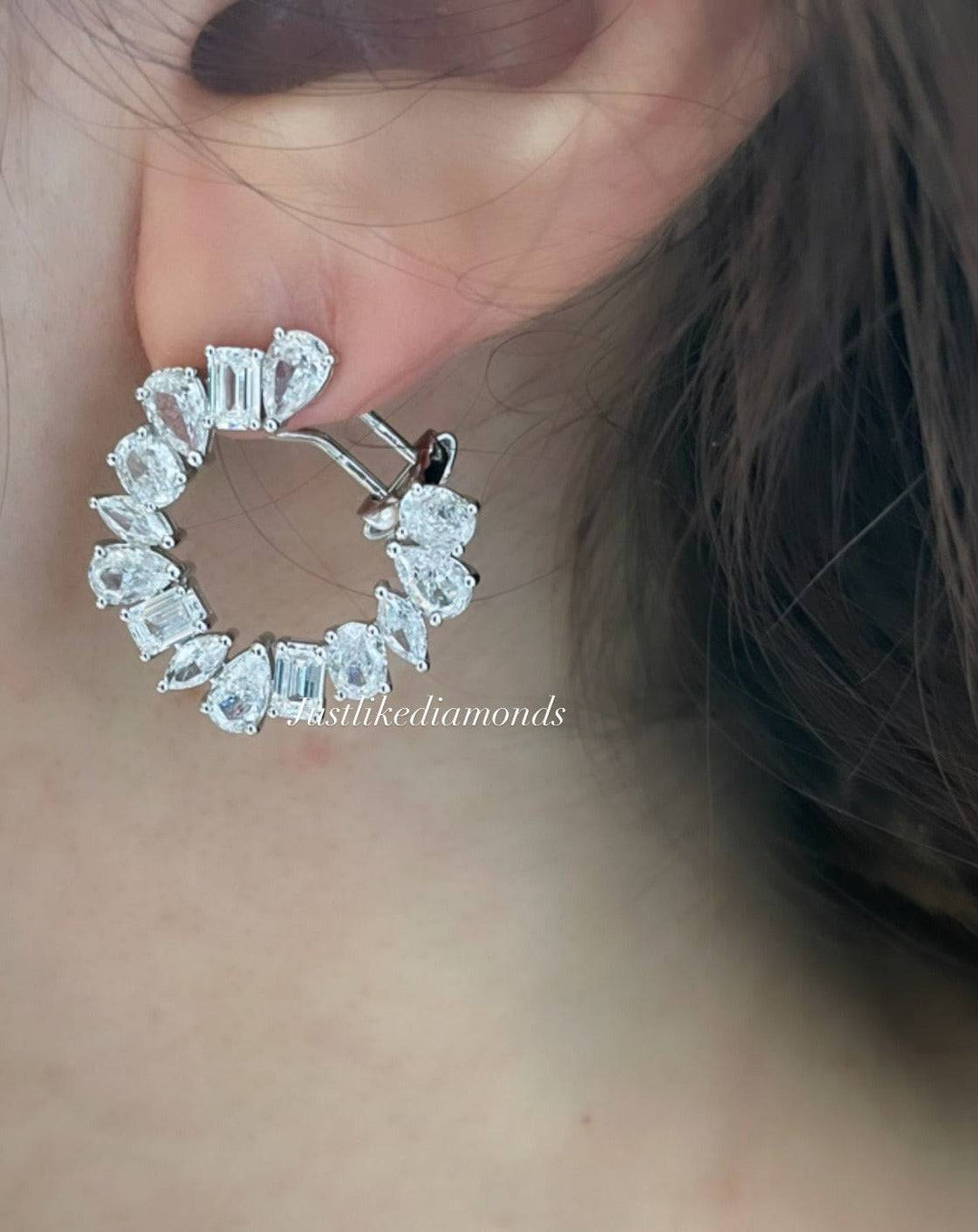 Simple earring mix cut أقراط ناعمه بقصات مختلفه - just like diamonds