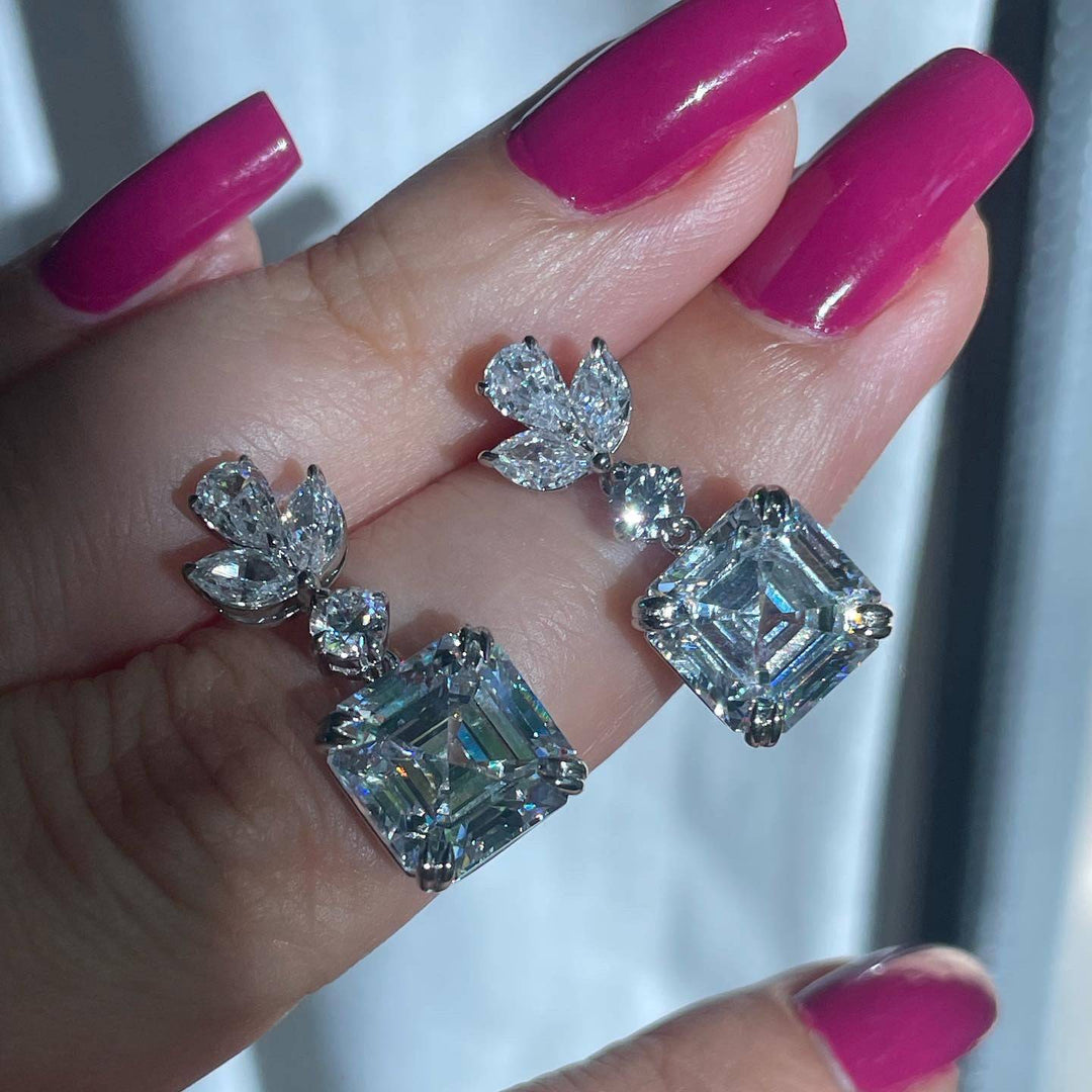 White Asscher earrings أقراط بحجر الآشر - just like diamonds