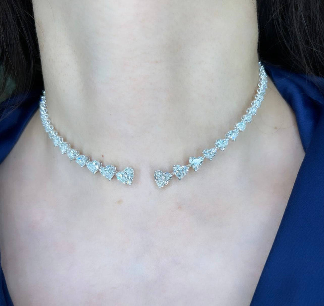 Collar heart simple necklace  عقد طوق القلوب الناعم - just like diamonds