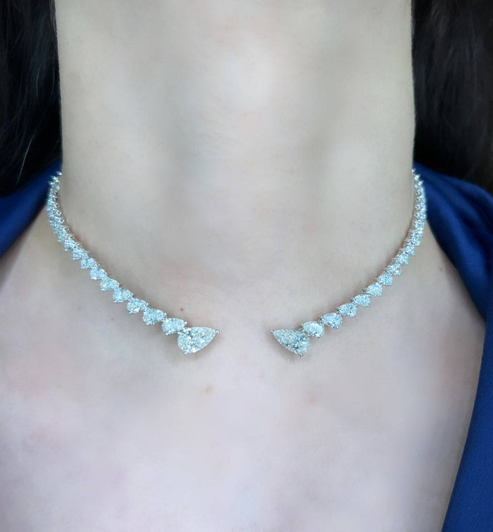 Collar pear simple necklace  عقد طوق الدمعات الناعم - just like diamonds