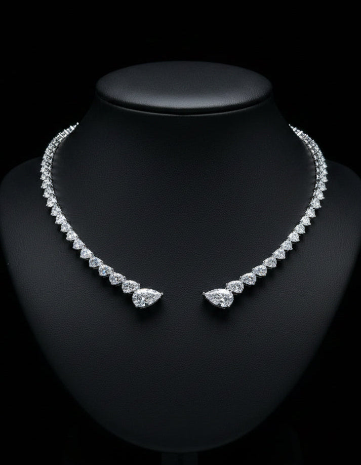 Collar pear simple necklace  عقد طوق الدمعات الناعم - just like diamonds