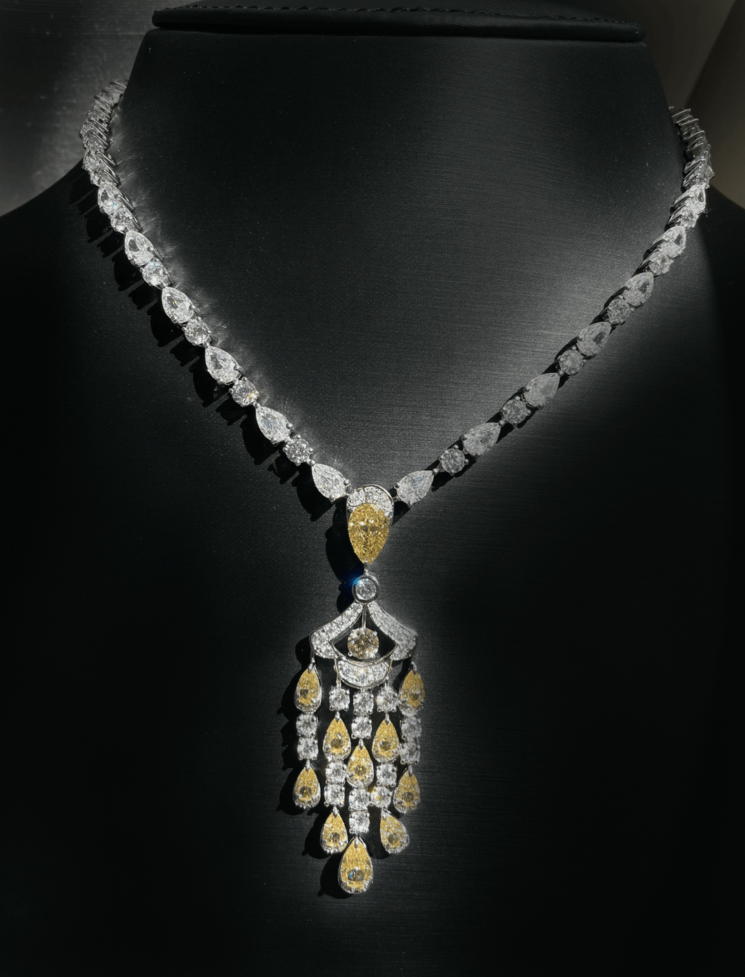 Designer style Yellow fancy Necklace عقد ديزاينر ستايل فانسي - just like diamonds