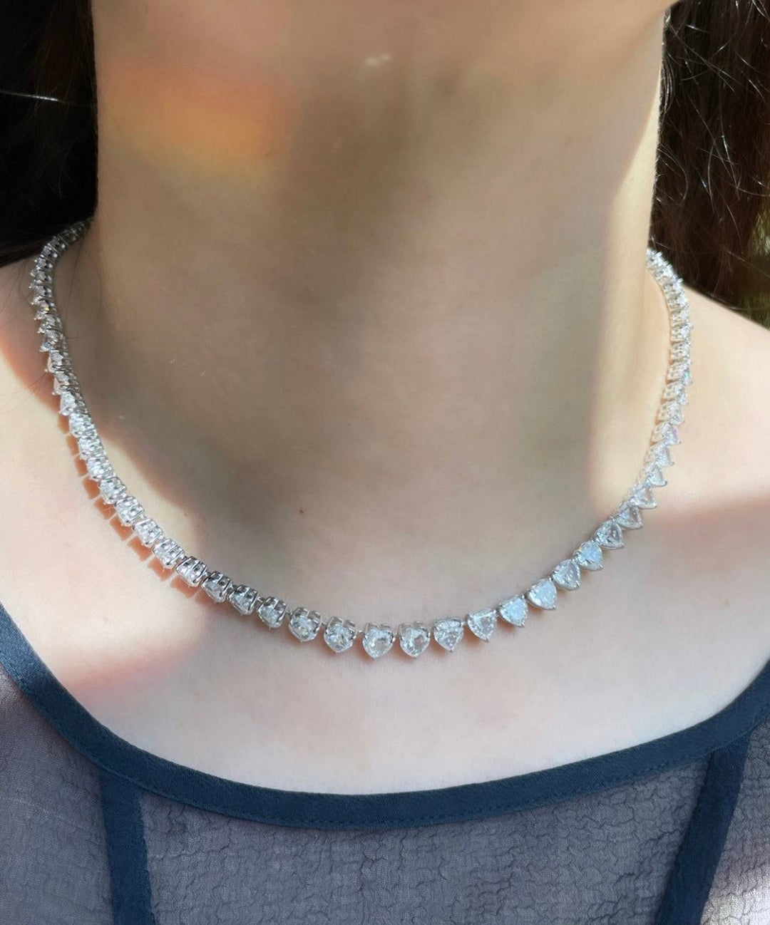 Heart cut necklace 5mm  قلادة تينيس القلوب بالحجم الصغير - just like diamonds