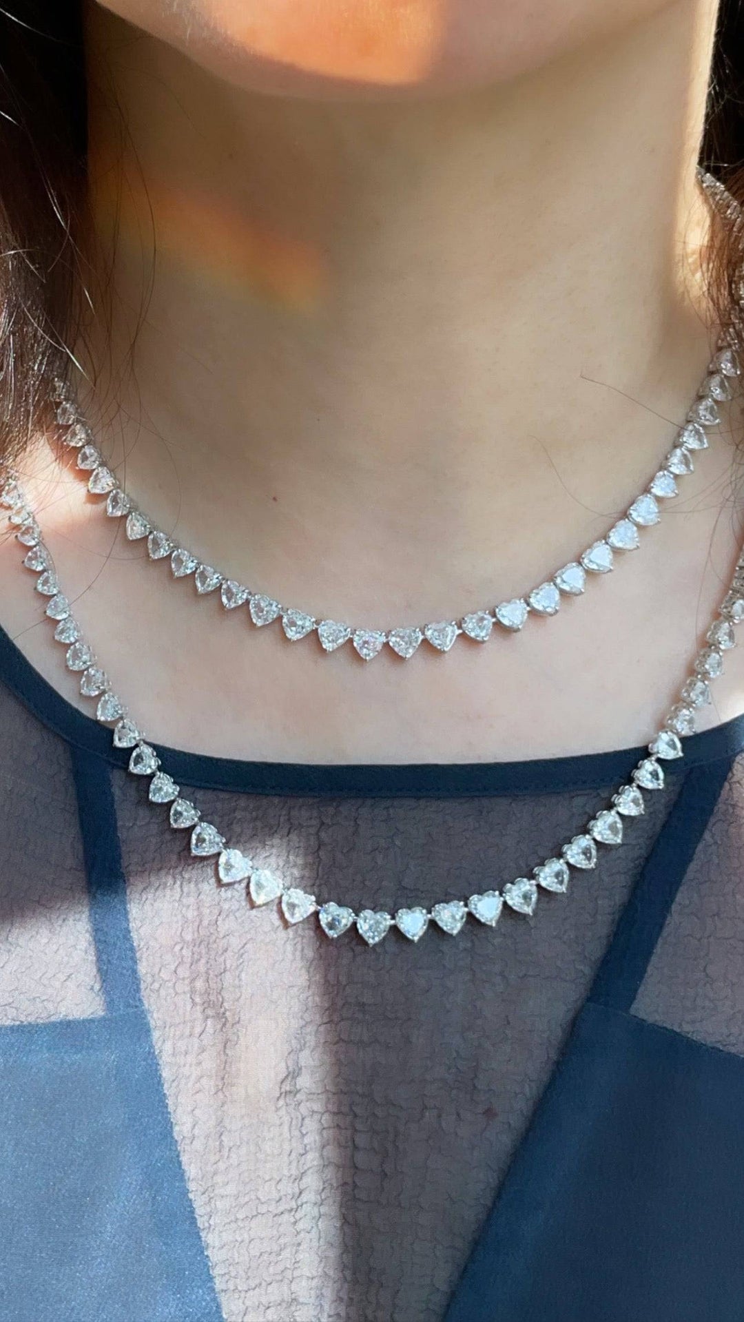 Heart cut necklace 5mm  قلادة تينيس القلوب بالحجم الصغير - just like diamonds