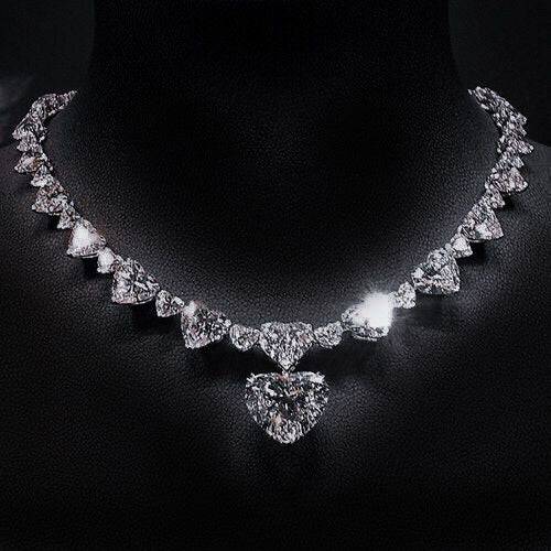 Heart Solitaires necklace   قلاده السوليتيرات القلوب - just like diamonds