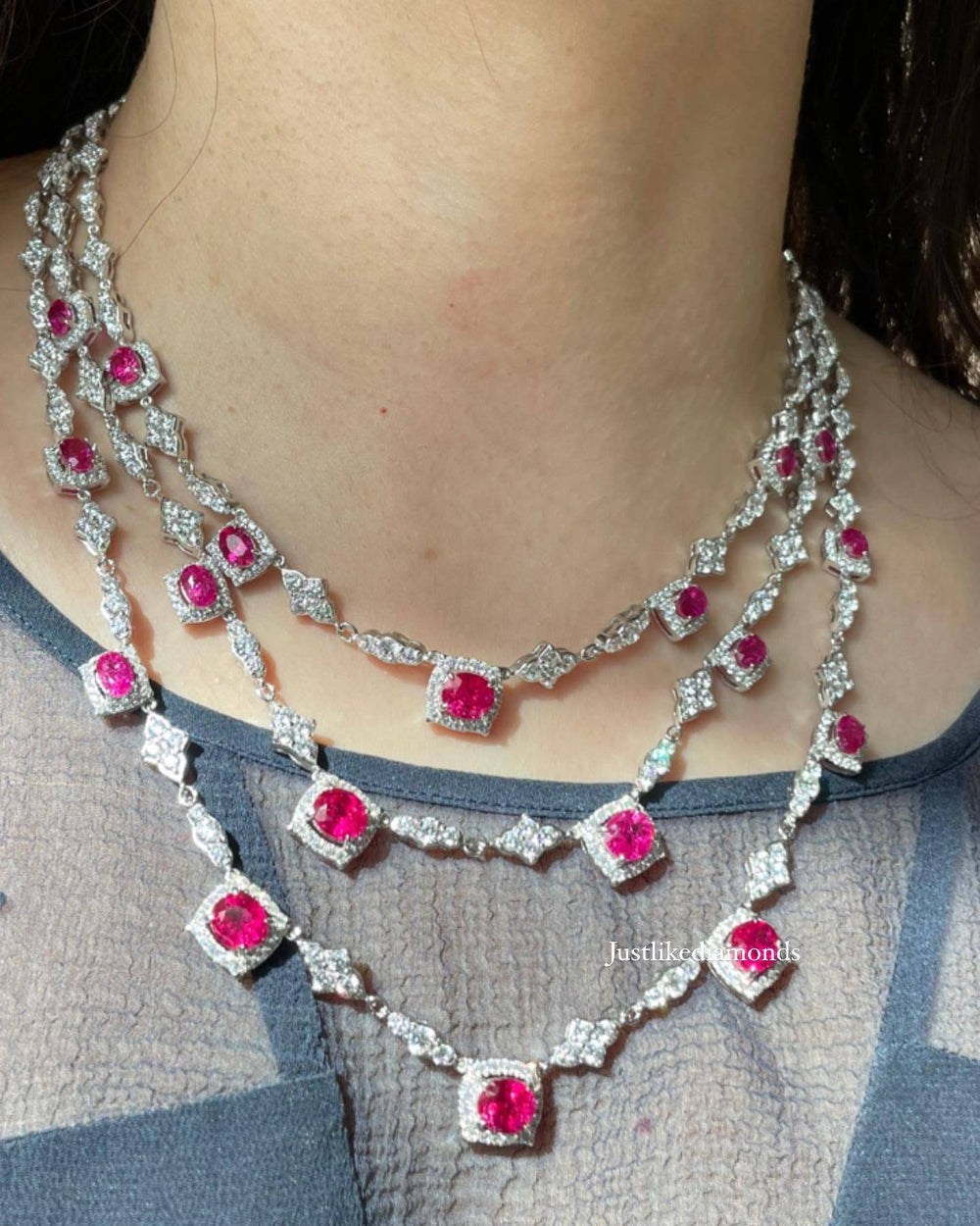 Ruby layers necklace قلادة طبقات الروبي - just like diamonds