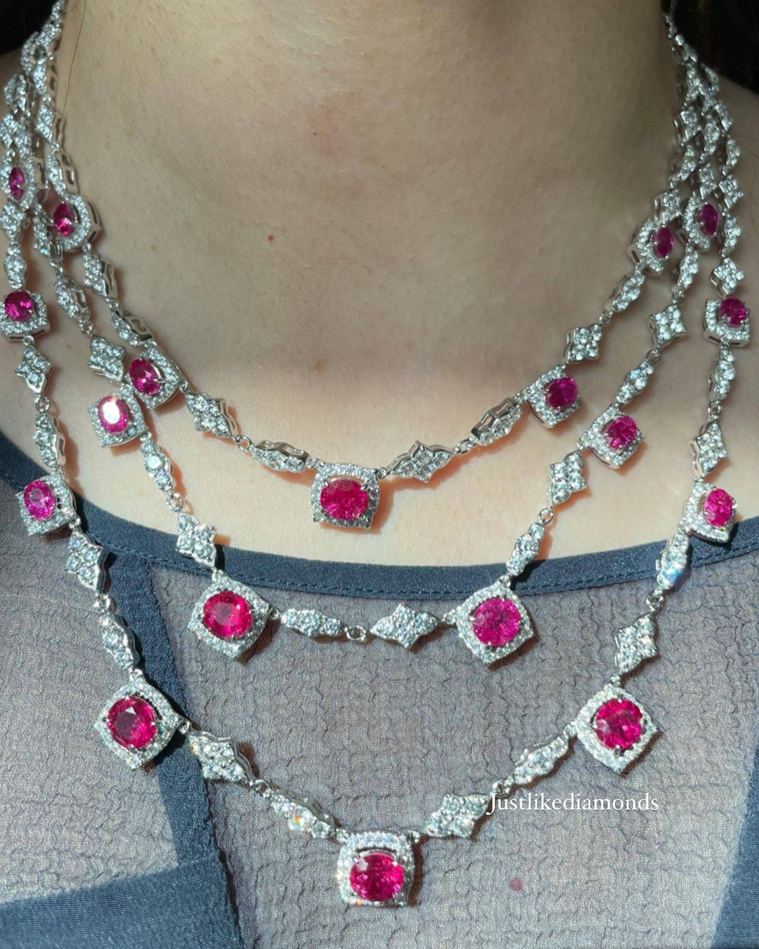 Ruby layers necklace قلادة طبقات الروبي - just like diamonds