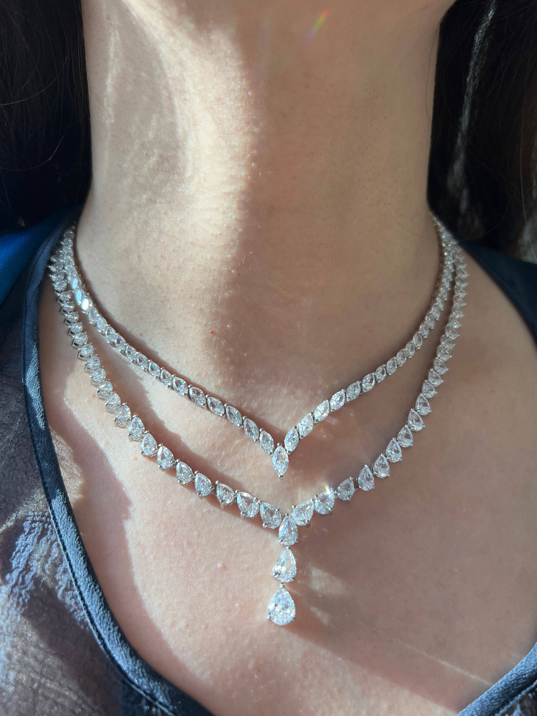 Two layers marquise and pear necklace عقد طبقتين من ماركيزات و دمعات - just like diamonds